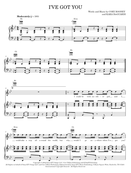 I've Got You - Kara DioGuardi, Marc Anthony (Piano-Vocal-Guitar)