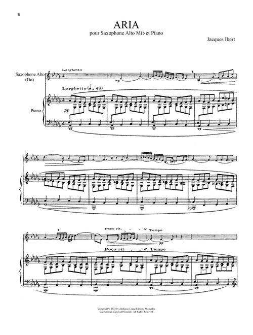 Aria (Ed. Nicole Roman) - Jacques Ibert (Alto Sax and Piano)