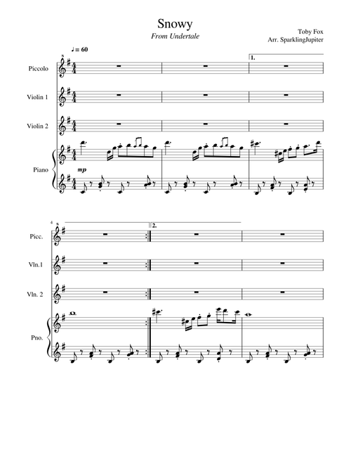 Snowy - Undertale (Accurate Score)