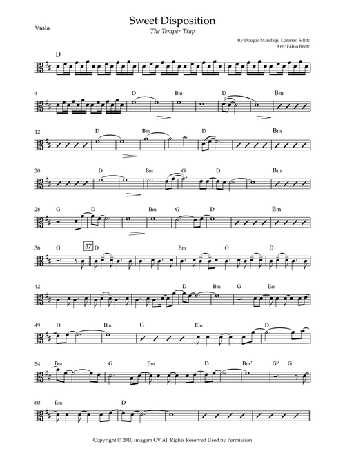 Sweet Disposition (Arr. Fabio Britto) - The Temper Trap (Viola Solo)