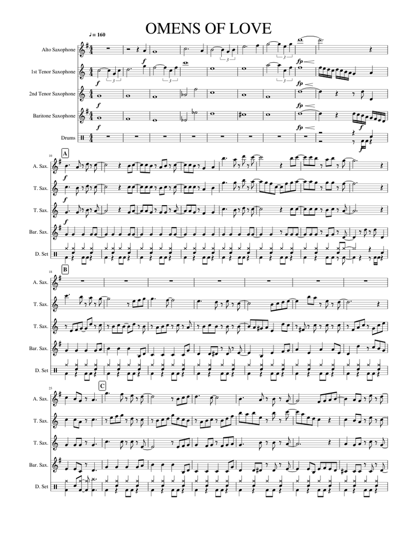 OMENS OF LOVE Sheet Music for Saxophone alto, Saxophone tenor