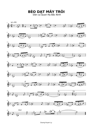 Bèo dạt mây trôi – Quan họ Bắc Ninh beo dat may troi Sheet Music with ...