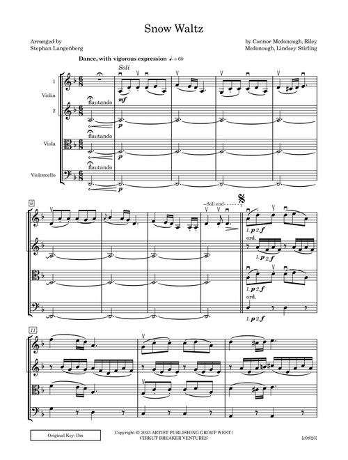 Snow Waltz (Arr. Stephan Langenberg) - Lindsey Stirling (String Quartet)
