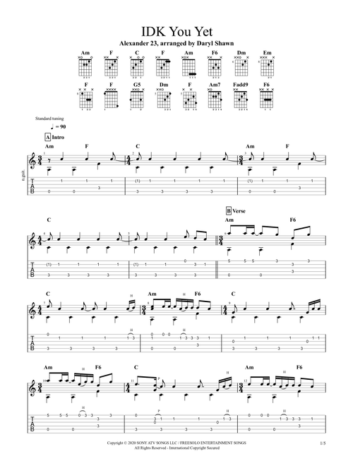 Idk You Yet (Arr. Daryl Shawn) - Alexander 23 (Guitar Tab)