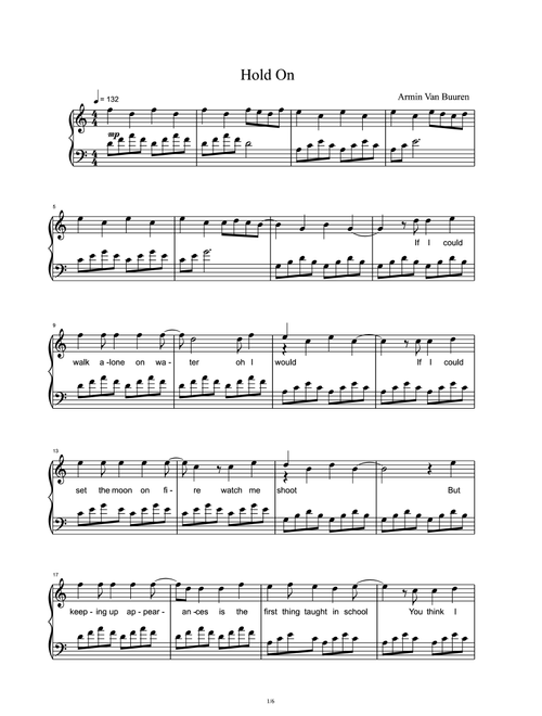 Hold On (Arr. Armin Buuren Van) - Armin Van Buuren; Davina Michelle (Piano Solo)