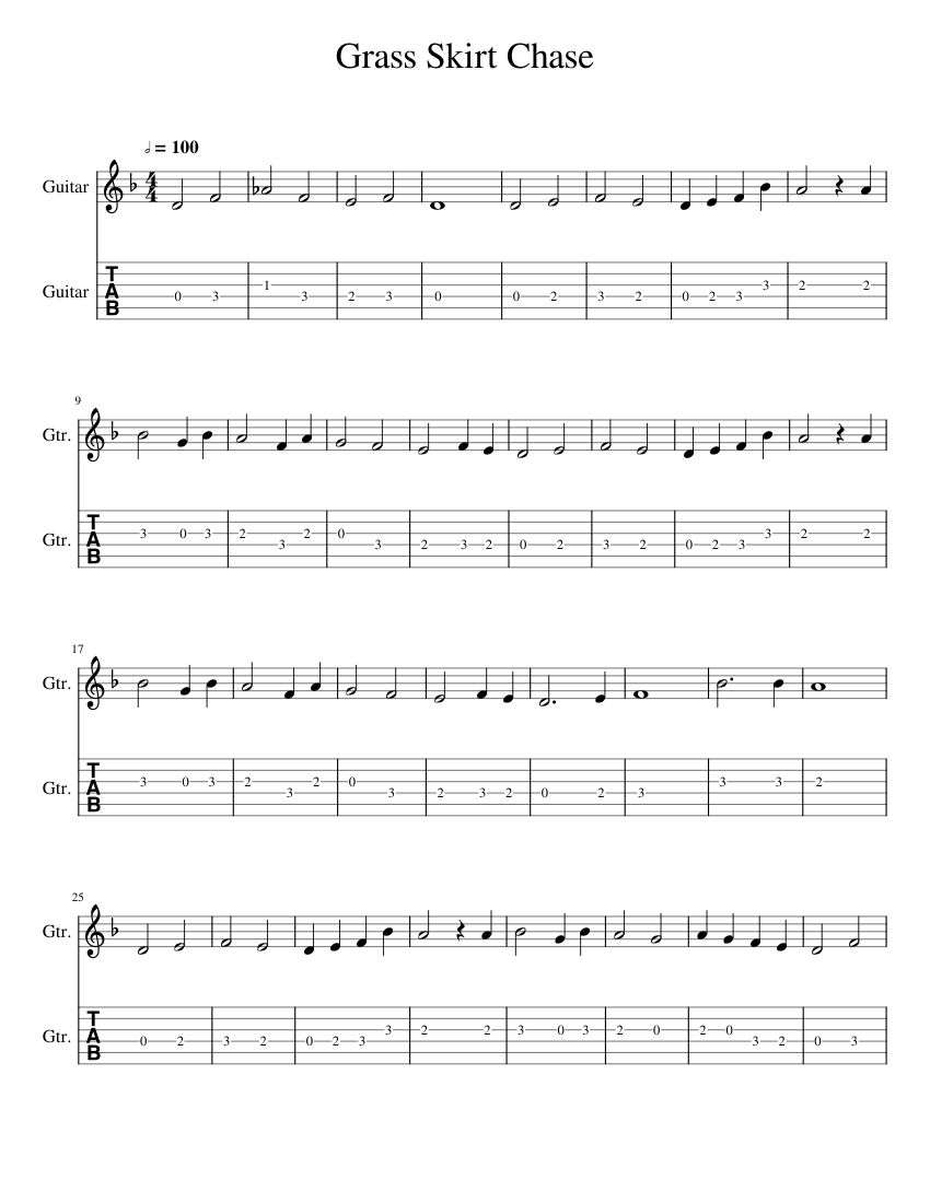 Grass Skirt Chase Sheet music for Guitar (Solo)