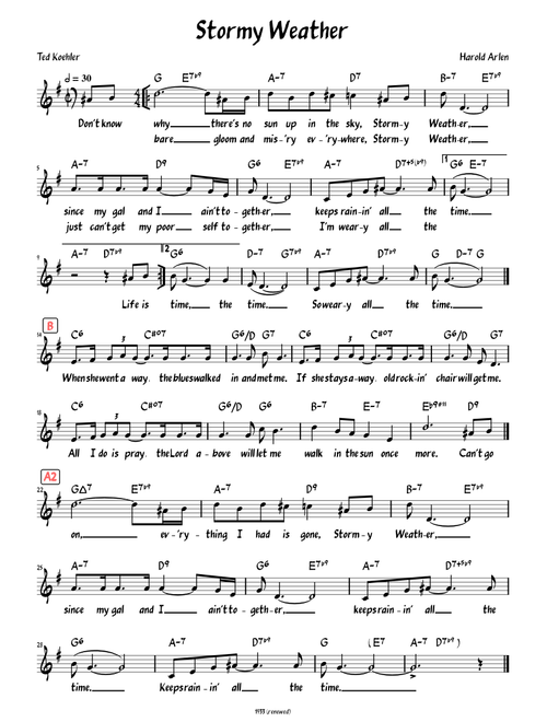Stormy Weather (Lead sheet with lyrics )