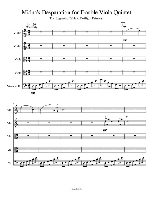 Midna's Desperation for Double Viola Quintet
