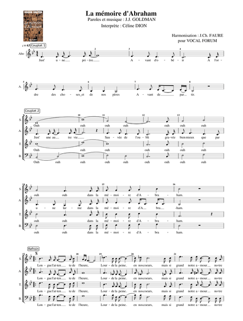 La mémoire d'Abraham - J. J. Goldman  (SATB MuseScore)