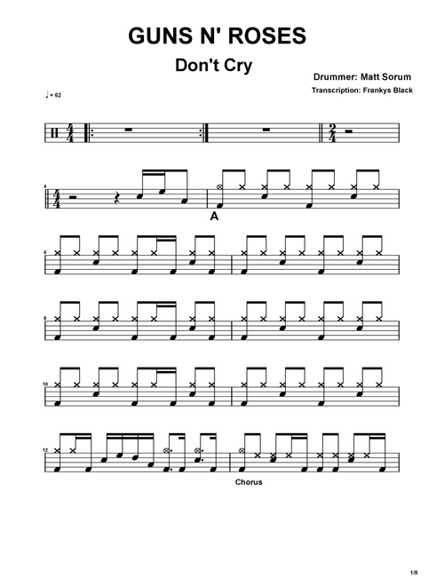 Don't Cry (Arr. Frankys Black) - Guns N' Roses (Drums)