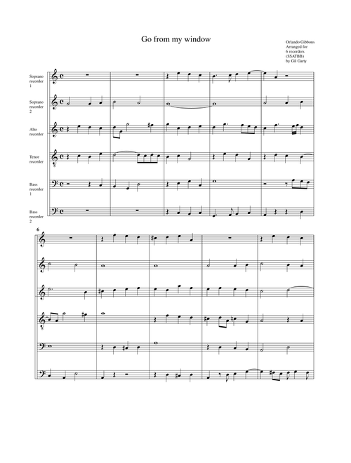 Go from my window (arrangement for 6 recorders) (Arr. Gil Garty) - Orlando Gibbons (Recorder Ensemble)