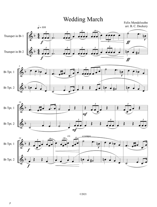 Wedding March (Trumpet Duet) (Arr. B. C. Dockery) - Felix Mendelssohn (Trumpet Duet)