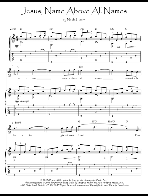 Jesus, Name Above All Names (Arr. PianoSheetNow) - Naida Hearn (Instrumental Duet)