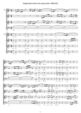 Partition Motets BWV 225-230 De Bach - Pour Chœur SATB Et Piano