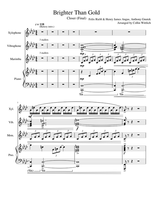 Brighter Than Gold Field Percussion Arrangement for the Harry D Jacobs Marching Band 2018 2019 Season