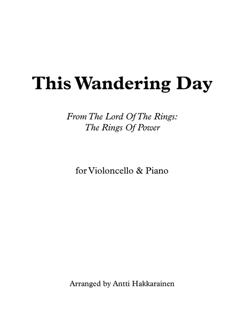 This Wandering Day (Arr. Antti Hakkarainen) - Janet Roddick, David Donaldson, David Long (Cello and Piano)