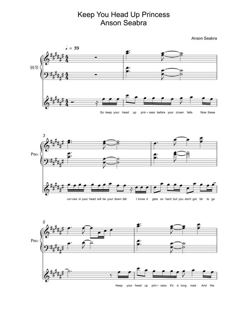 Keep Your Head Up Princess (Arr. Anson Seabra) (Piano Vocal)