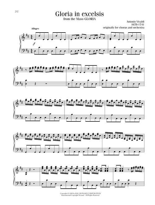 Gloria In Excelsis - Antonio Vivaldi (Piano Solo)