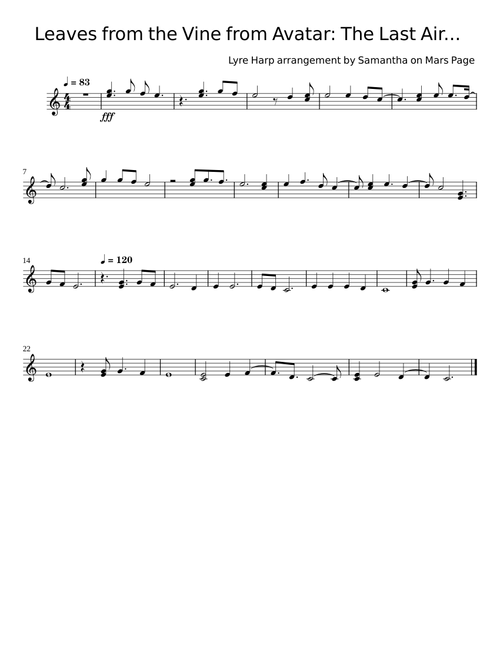 Leaves from the Vine from Avatar: The Last Air... - Lyre Harp
