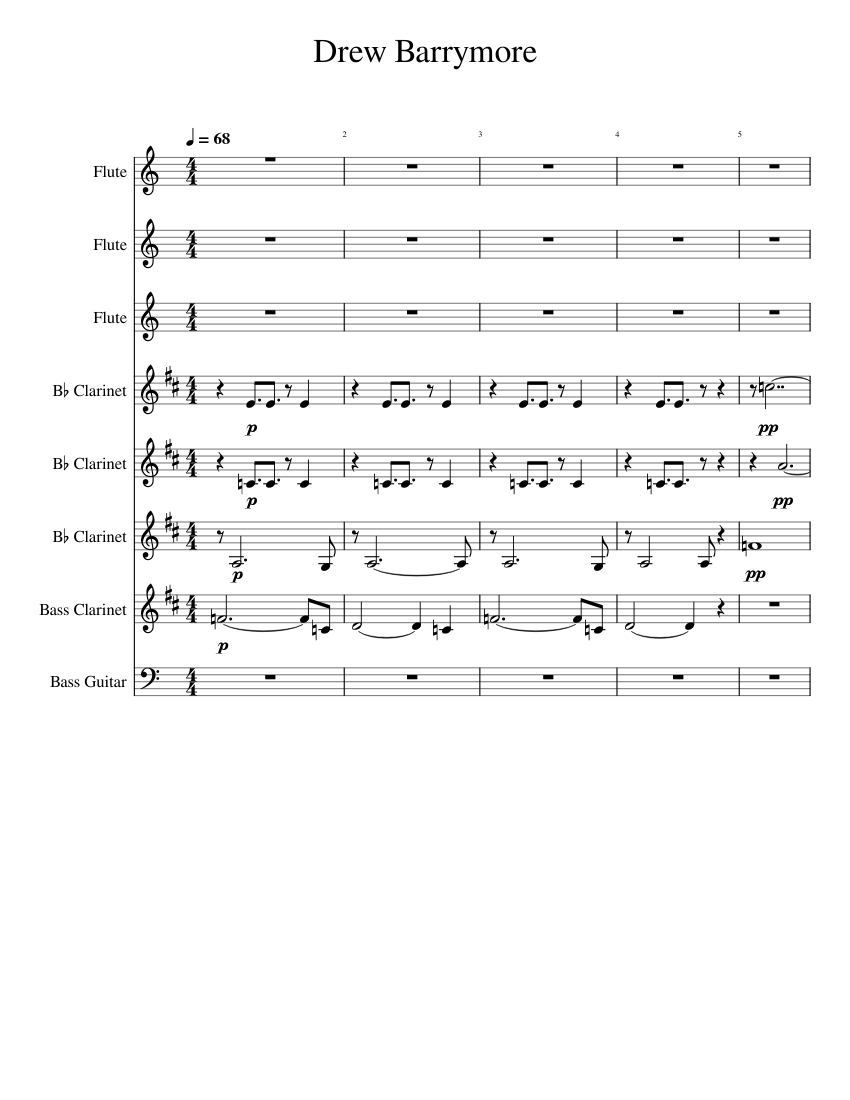 Drew Barrymore Sheet music for Flute, in bflat, bass