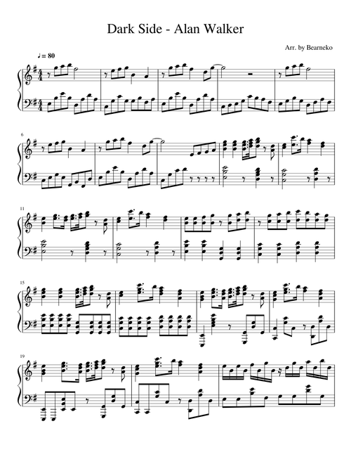 Dark Side - Alan Walker Piano