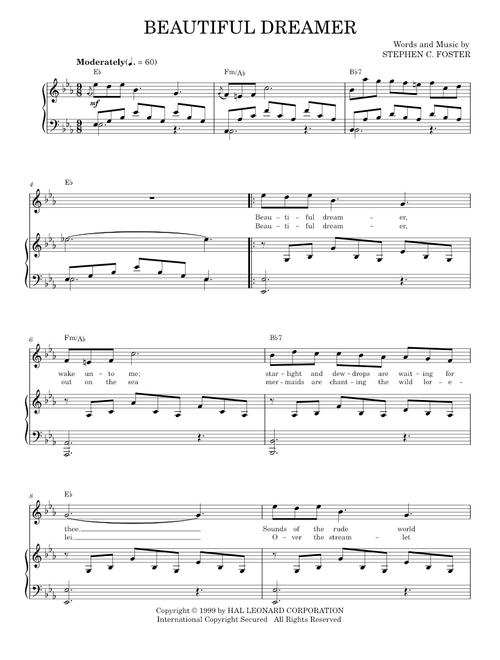 Beautiful Dreamer - Stephen Foster (Piano Vocal)