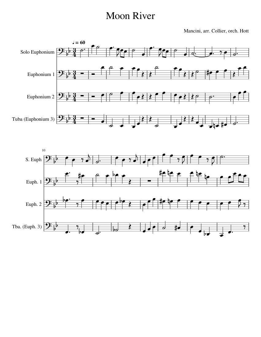Moon River - Jacob Collier Euphonium Quartet Sheet Music for Tuba ...