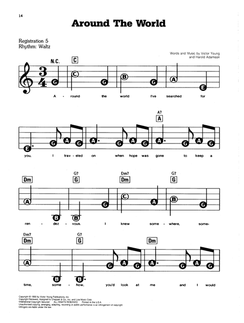 Around The World - Victor Young, Harold Adamson (E-Z Play Today)