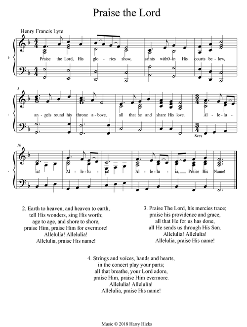Praise the Lord, His glories show. A new tune to a wonderful old hymn. - Harry Hicks (Choral, Unison)