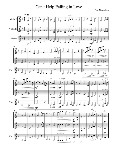 Cant Help Falling in  Love violin trio