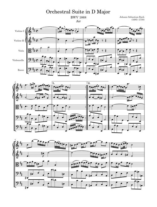 Air from Orchestral Suite No. 3 BWV 1068 in D Major – Bach
