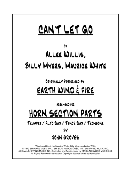 Can't Let Go (Arr. John Groves) - Earth Wind & Fire (Small Ensemble)