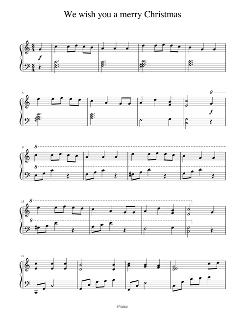 We wish you a merry Christmas for Piano