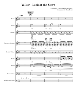 Play Official version of Yellow Sheet Music by Coldplay for Violin ...