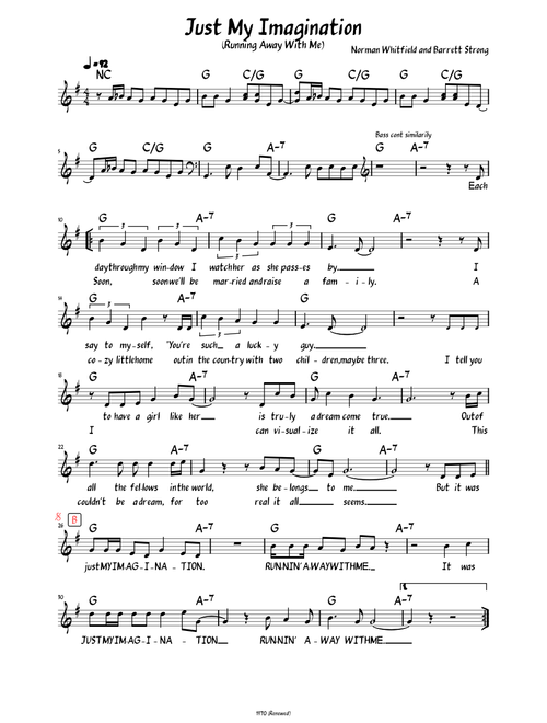 Just My Imagination (Lead sheet with lyrics )