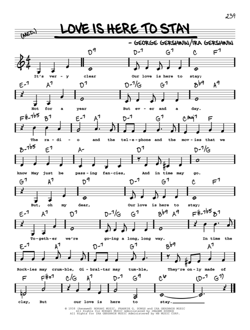 Love Is Here To Stay (Low Voice) - Ira Gershwin (Real Book - Melody-Chords-Lyrics)