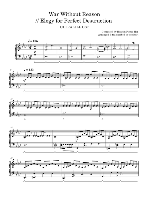 War Without Reason /// "Elegy for Perfect  Destruction" Piano Arrangement - ULTRAKILL