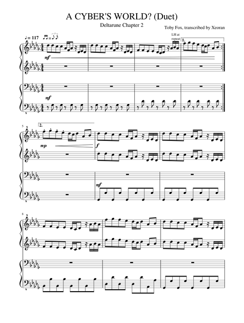 A CYBER'S WORLD? (Piano Duet Tutorial) - Toby Fox
