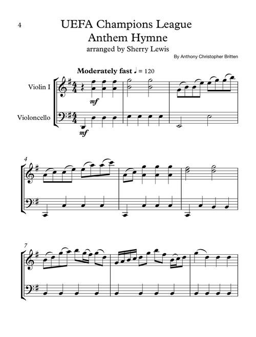 Uefa Champions League Team (Arr. Sherry Lewis) - Anthony Christopher Britten (Instrumental Duet)