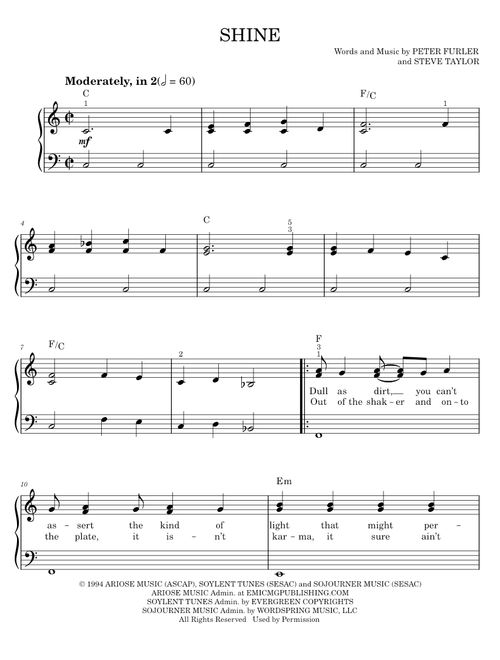 Shine - Newsboys (Easy Piano)