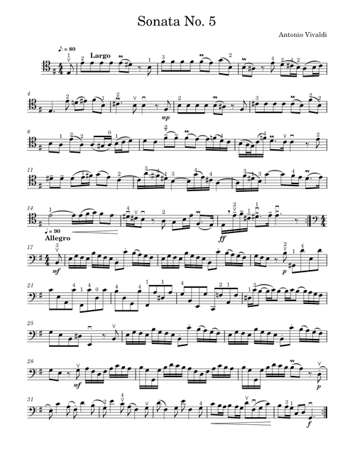Vivaldi Cello Sonata No 5 E minor arr. for cello & guitar – A Vivaldi
