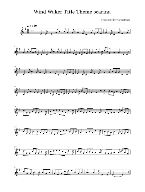 Legend of Zelda: Wind Waker Title Theme – Kenta Nagata Wind Waker Title Theme ocarina