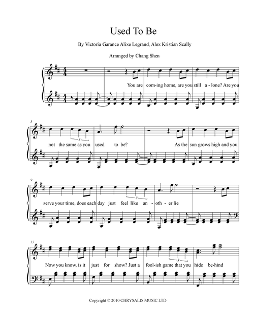 Used To Be (Arr. Chang Shen) - Beach House (Piano Vocal)