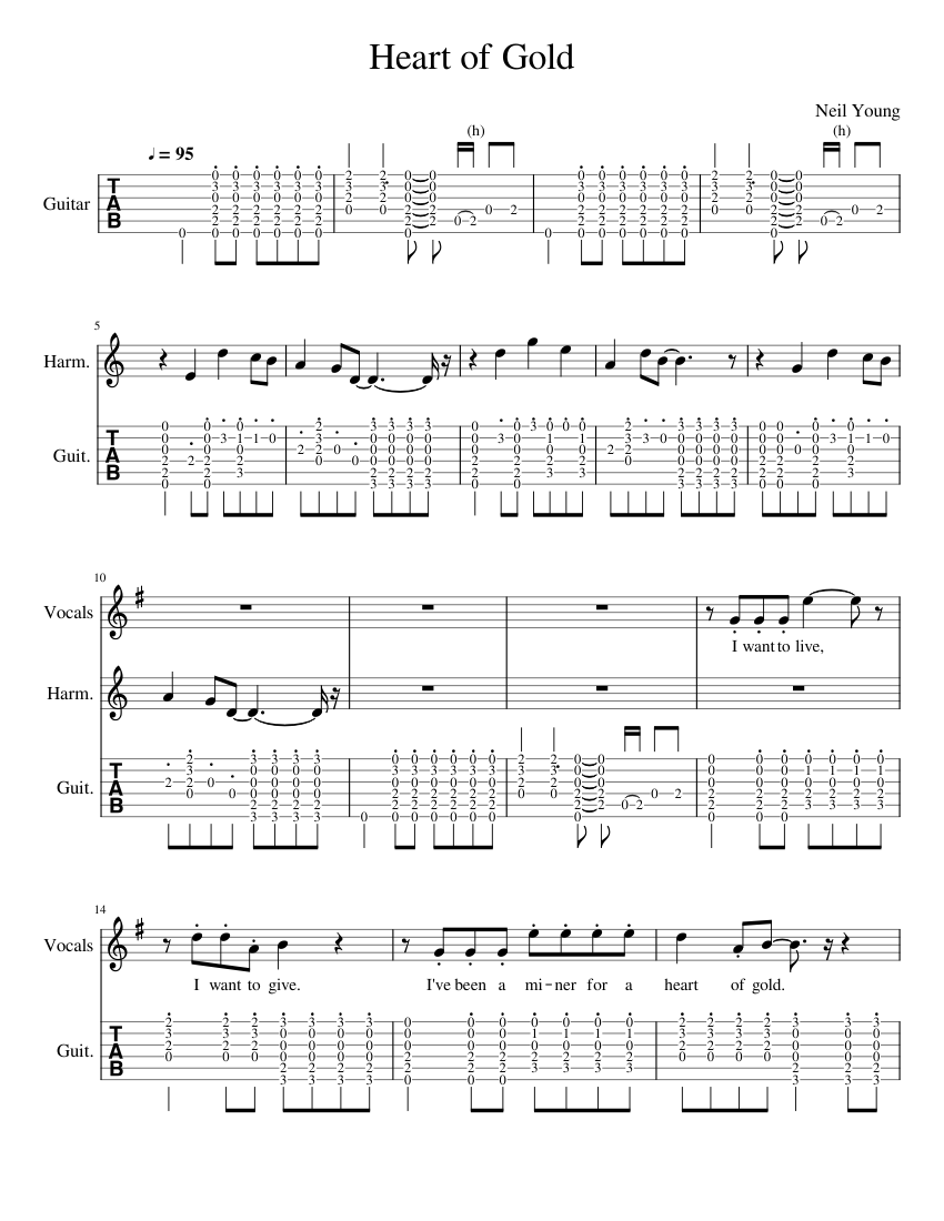 Heart of Gold Sheet music for Piano Guitar Harmonica Mixed Trio Musescore