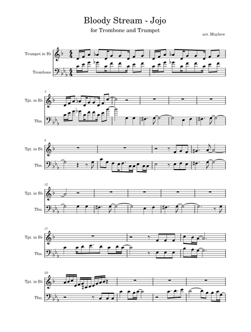 JoJo's Bizarre Adventure - Bloody Stream for Trombone and Trumpet