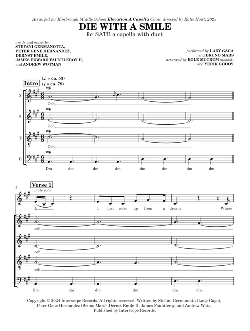 Die With a Smile (for SATB a capella) (link in desc.)