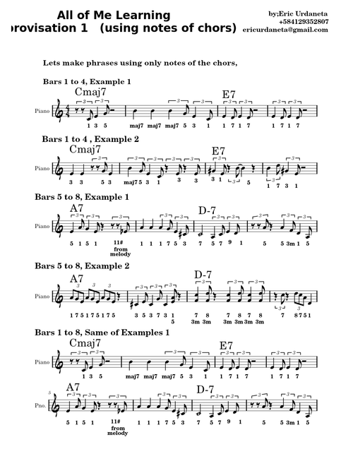 All of me – Jazz Standard Learning  Improvisation on   (using notes of chors)