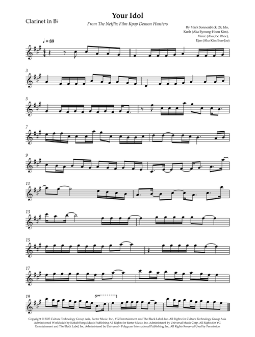 Your Idol (Arr. Wesley S. SIlva) - Saja Boys (Clarinet Solo)