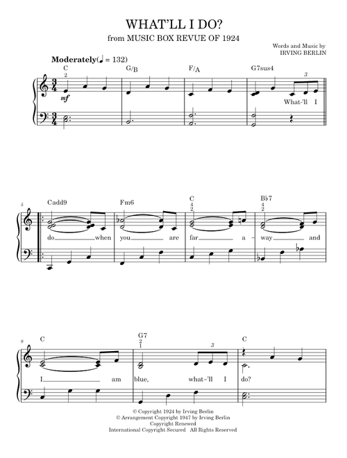 What'll I Do - Irving Berlin (Easy Piano)