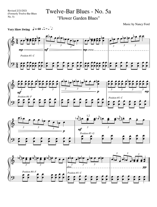 Twelve-Bar Blues No 5a: Flower Garden Blues - Nancy Ford (easy piano)